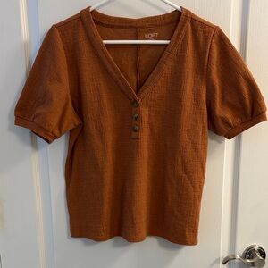 LOFT Women's Burnt Orange V-Neck Top